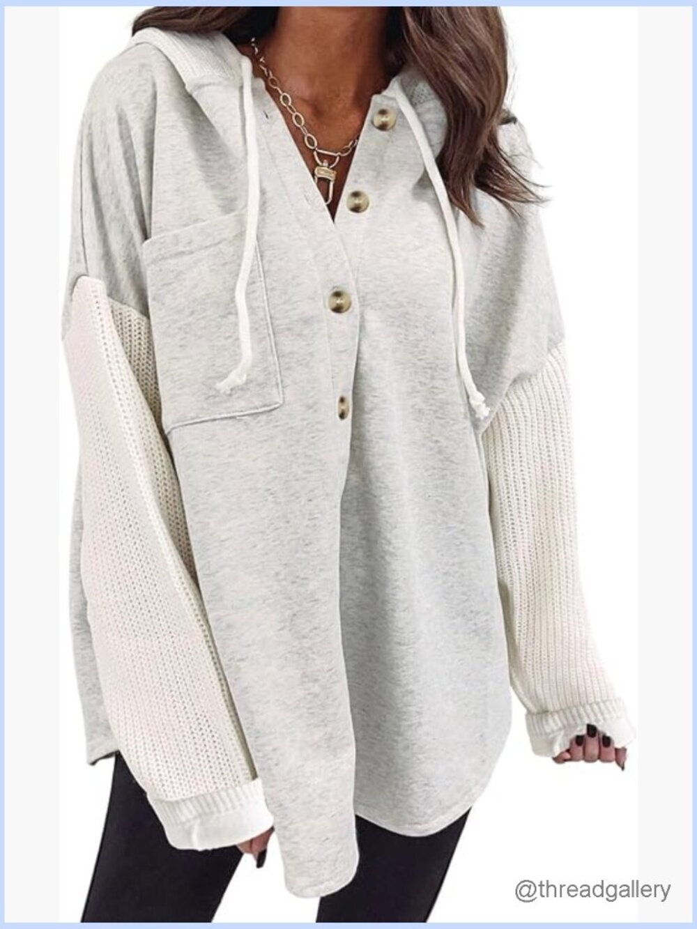 Oversized Hoodie Sweatshirt Loose Fit Casual Button Hooded Pocket Women